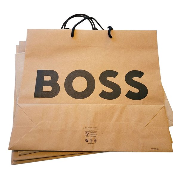 Hugo Boss Shopping Bags White Brown Set of 8 Signature Reusable Gift Prop VR208 - Picture 12 of 16